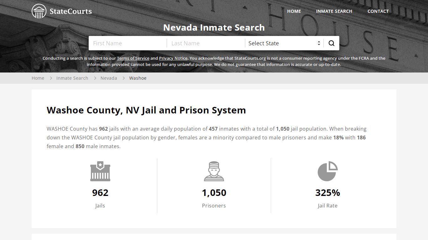 Washoe County, NV Inmate Search - StateCourts